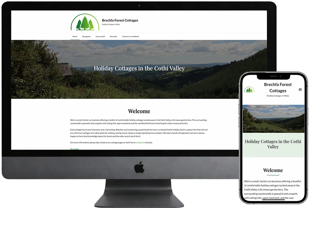 Brechfa Forest desktop and mobile mockup